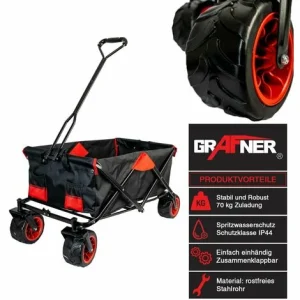 Grafner® Faltbarer Bollerwagen Offroad Schwarz/rot Handwagen Klappbar 9