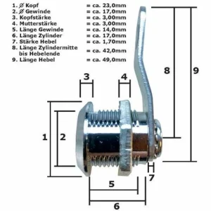 GRAFNER Briefkastenschloss Hebelschloß 22,5mm Mit 2 Schlüsseln Für Türstärken Bis 12mm Zylinderschloss 6er Set 15