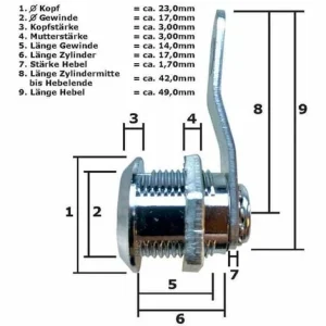 GRAFNER Briefkastenschloss Hebelschloß 22,5mm Mit 2 Schlüsseln Für Türstärken Bis 12mm Zylinderschloss 4er Set 15