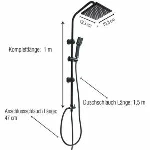 Grafner® Duschgarnitur Mit Regenschauerduschkopf Und Handbrause Duschsäule Schwarz 9