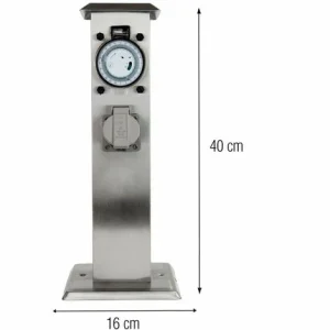 Grafner® Edelstahl Steckdosensäule Mit Timer 2 Außensteckdosen Gartensteckdose Energiesäule 9