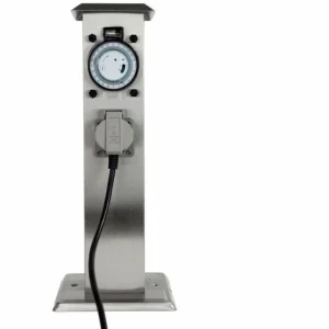 Grafner® Edelstahl Steckdosensäule Mit Timer 2 Außensteckdosen Gartensteckdose Energiesäule 11