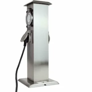 Grafner® Edelstahl Steckdosensäule Mit Timer 2 Außensteckdosen Gartensteckdose Energiesäule 13