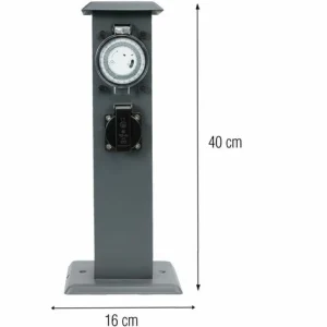 Grafner® Edelstahl Steckdosensäule Mit Timer 2 Außensteckdosen Anthrazit Gartensteckdose Energiesäul 11