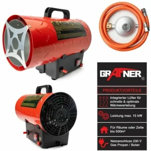 Grafner® Gasheizer Gasheizgebläse Heizlüfter Bauheizer 15kW Heizstrahler EH10937 9