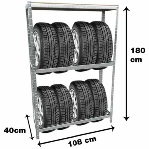 Grafner® Reifen Schwerlastregal 1,80m Werkstattregal 795kg Traglast Reifenregal Für 8 Reifen 9