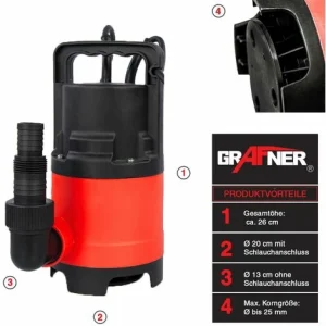 Grafner® Schmutzwasser Tauchpumpe 400 Watt 8000 L/h Schmutzwasserpumpe Gartenpumpe 13